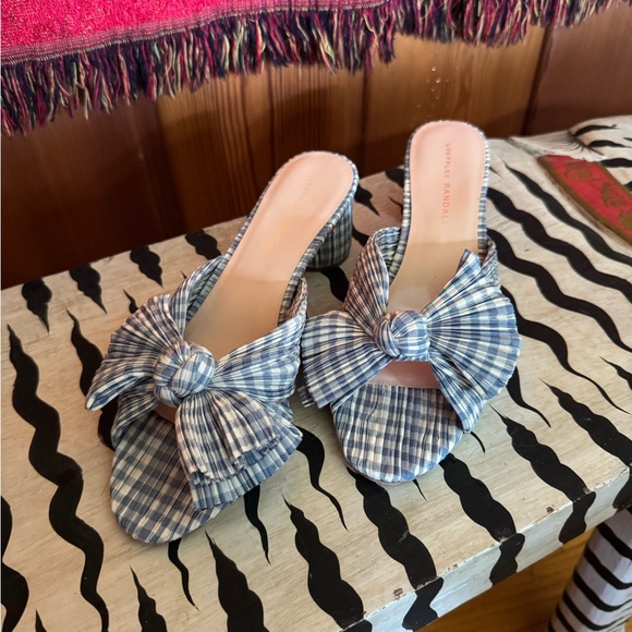 Loeffler Randall Shoes - Loeffler Randall Emilia Blue Gingham Bow Heeled Sandals